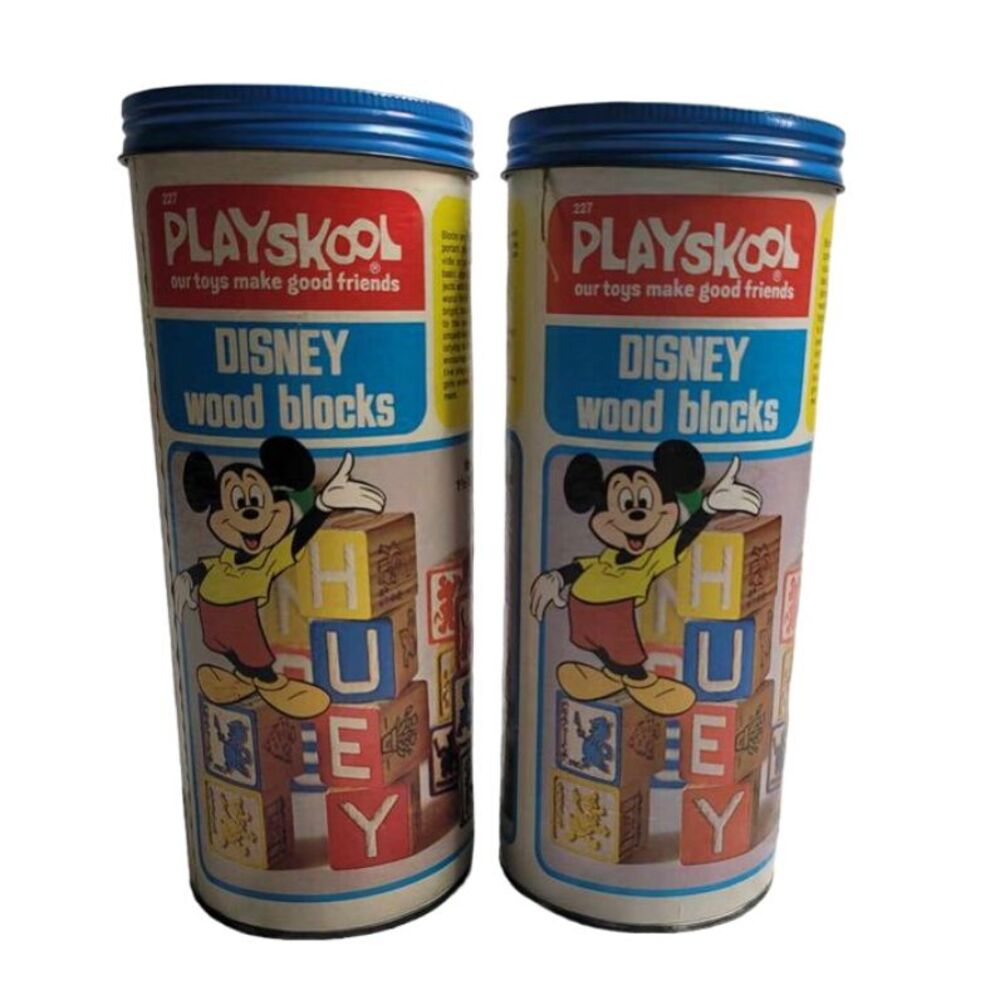 VINTAGE Playskool Disney Wood‎ Blocks x2